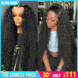 Bling Hair Deep Wave Lace Frontal Wig Transparent 13x4 13x6 HD Lace Frontal Human Hair Wigs Curly Human Hair Lace Frontal Wigs For Women