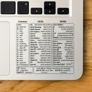 Transparent Shortcut Key Sticker, Office Software Shortcut Key Sticker, Computer Laptop Keyboard Sticker, Stickers Cropped