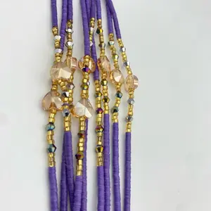 Clay Beads Vinyl Waist Bead (Purple) – African Waist Beads, Body Jewelry – Tie-On (45”-50”) – Add to Cart, Buy Now – Handmade & Stylish – Price Per Waist Bead