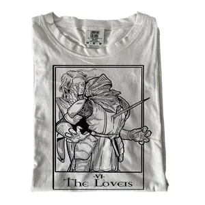 Vintage Tarot Lovers Comfort Color Shirt, The Lovers Tarot Card Graphic Tee, Mystical Tarot Shirt, Vintage Gaming Tee