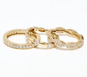 Diamonique Mixed Cut Stacking Ring Set, Sterling Silver