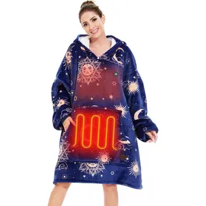 Heated Wearable Blanket Hoodie,  Sherpa Electric Hoodie Blanket, Gifts for Women( Not Included)