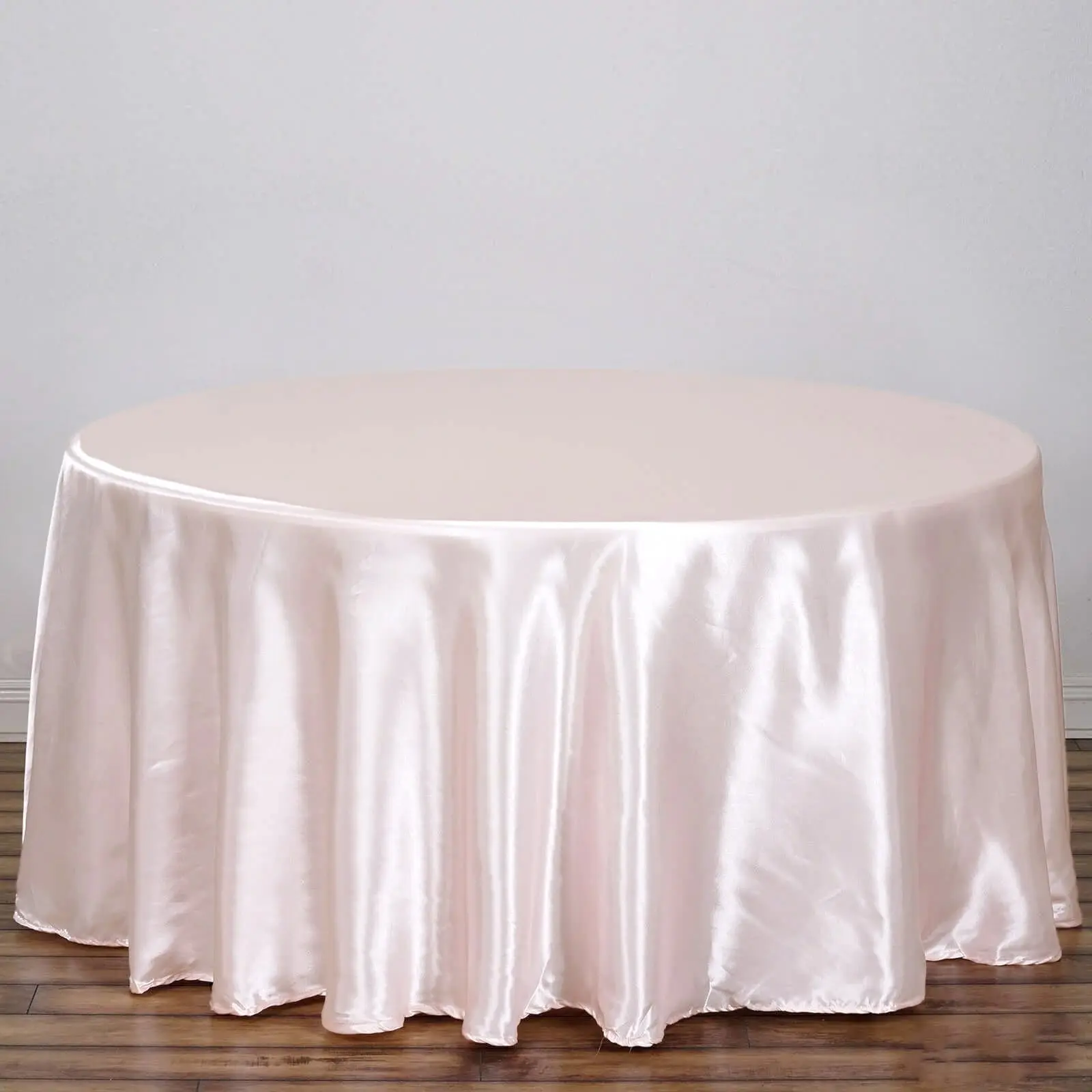 Seamless Satin Fabric Round Tablecloth, 120 in Blush Pink - Outdoor Tablecloths for Party Decor, Birthday, Anniversary, Wedding Outdoor Furniture Cover, Large Outdoor Tablecloths