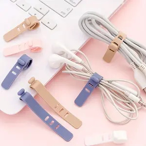 20 reusable silicone cable organizers-high elastic cable management tape, suitable for headphones, USB chargers and electronic products, durable plastic wire winder.