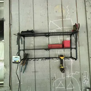 Metal Power Tool Storage Rack – Heavy Duty Drill Holder with Shelf, Wall Mounted Organizer for Workshop, Garage Tool Storage, Construction Tool Organizer tiktokshopspringglowup Yard Tool Rack Yard Tool Rack Yard Tool Rack