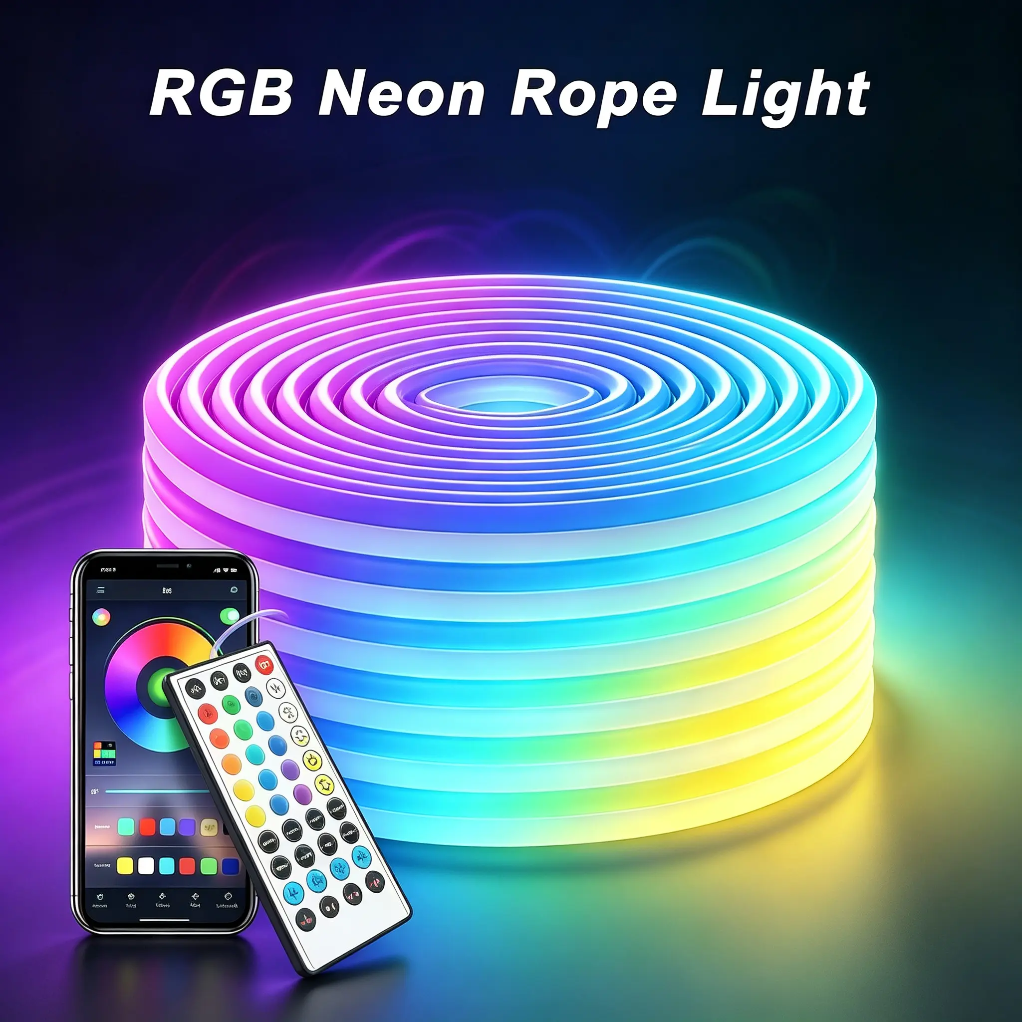 【DealsForYou】RGB Neon Rope Light, Flexible LED Neon Strip Lights with App & Remote Control, Music Sync Color Changing, IP67 Waterproof Cuttable LED Rope Lights for Bedroom, Gaming Room, Indoor & Outdoor Decor,  Rgb Led Effects Ambient Led Lighting
