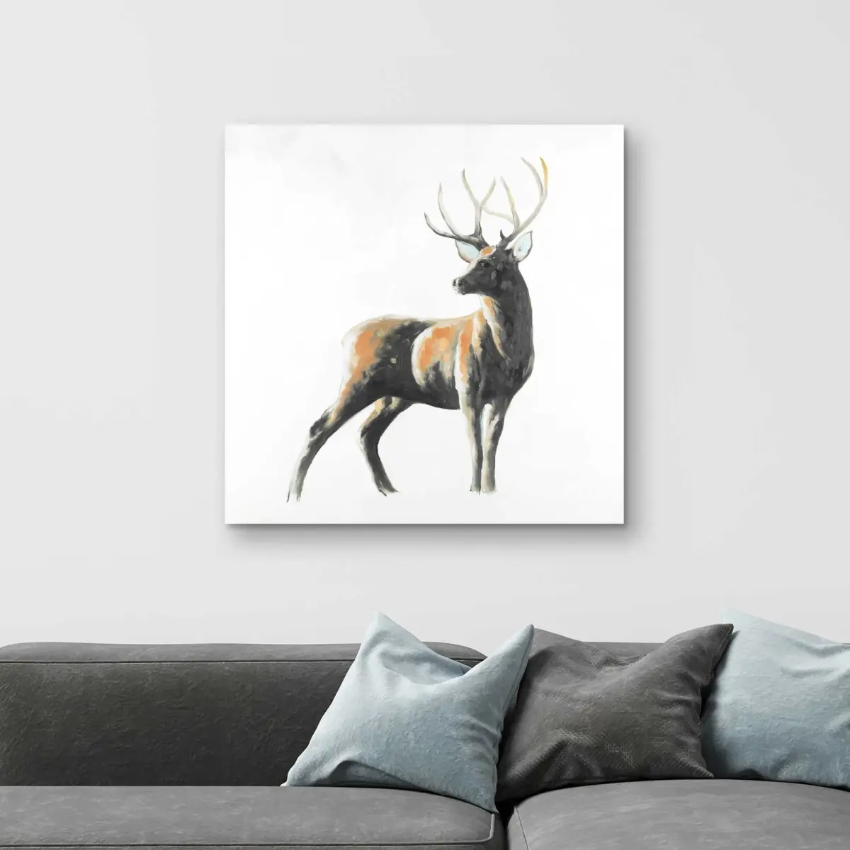 212 MAIN 32x32 in. High-Def Artistic Abstract Deer Rustic Brown Wall Art Print, Nature Home Decor, Ideal Gift for Room Decoration
