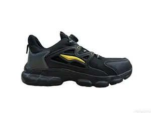 Safety Shoes  - Black with Yellow Accents, Durable Construction, Comfortable Fit, Ideal for Work Environments