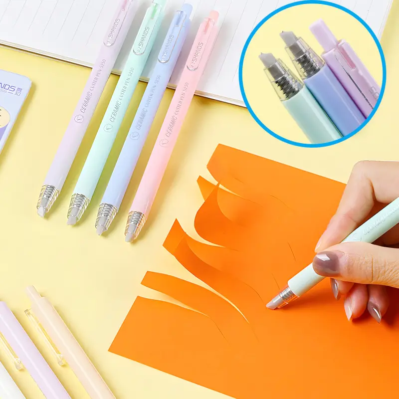 Ceramic Cutter Pen,Retractable Safe Ceramic Cutter Pen Lasting 11x Longer than Metal,for Crafting, Card Making, Paper Crafts, Crafting Supplies, Paper Cutters