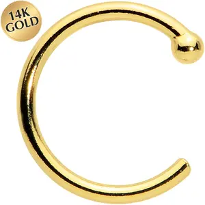 20 Gauge 1/4 14kt Solid Yellow Gold Nose Hoop