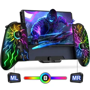 BEBONCOOL RGB Switch Controller for Switch&OLED, Hall Effect Switch Controller, Replacement for Switch/Switch OLED Joy-Con with Handheld Mode, Adjustable 6-Axis Gyro, Dual Motor Vibration, Turbo, Auto Function