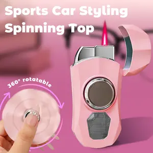 (Without Butane)Pink Lighter Accessory& Rotatable Relaxation Toy 2 In 1, Adjustable,Cute Sports Car Design Tool for Party,Home & Outdoor, Ideal Gift for Women,Party with Gift Box & Stickers
