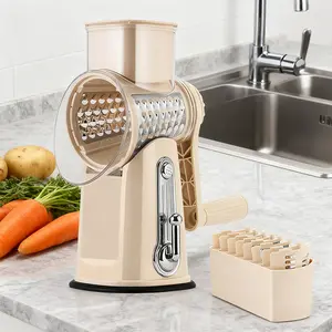 SUSTEAS Rotary Food Chopper with 5 Replaceable Blades, Strong Suction Base, BPA-Free, Dishwasher Safe, Blade Storage Box, Kitchen Utensils for Easy Organization