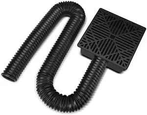 Gutter downspout Extensions Catch Basin，Upgraded 9x9 inch No Dig French Drain kit，downspout Diverter Extendable from 16" to 60"(Black)