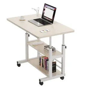 Height Adjustable Bedside Table Multi-Layer Storage Swivel Wheel Home Desk Mobile Laptop Standing Desk for Dormitory and Bedroom