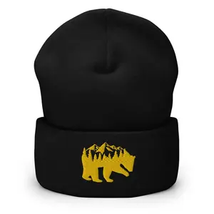 Grumpy Dad CO Camping Woods Bear Cuffed Beanie Hypoallergenic Hat for Riding Hiking or Working Outside