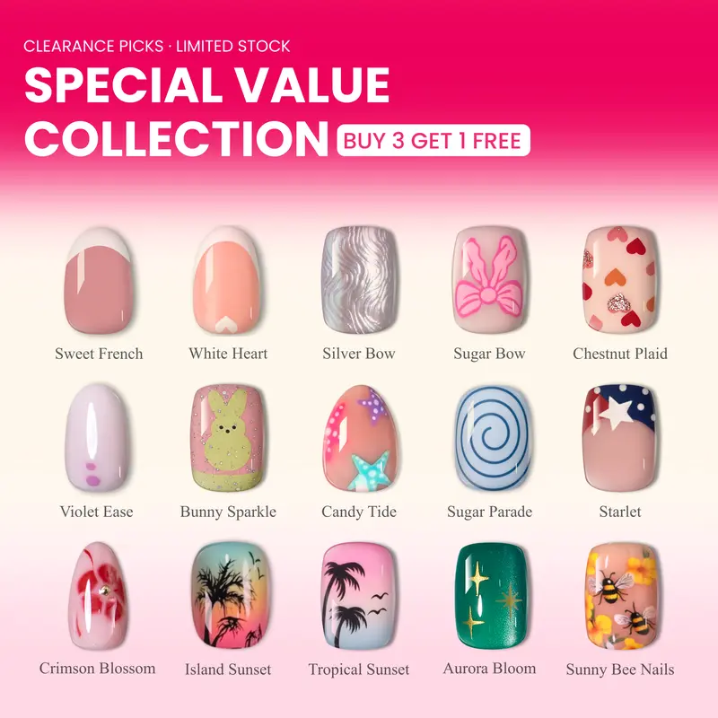CurvLife Special Value Press On Nail Collection – Mix & Match Assorted Style
