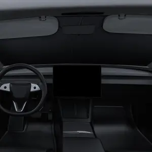 BASENOR 2017-2026 Tesla Model Y Model 3 Windshield Sunshade, (Proprietary Design) Folding Front Window Sun Shade Full Cover, Heat UV Protection Visor Accessories