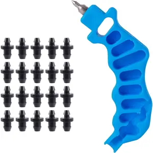 2-in- Drip Irrigation Tubing Hole Punch with 20 count Plugs,Drip Irrigation Tool  for 1/4 inch Fitting and Emitter Insertion,1 Pcs-Blue