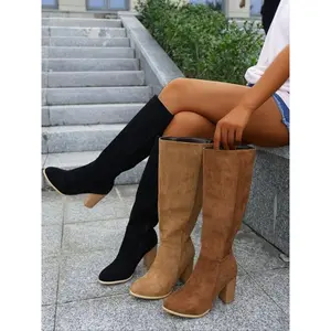 Vintage elegant wide-calf western boots, new multifunctional height-increasing knee-high boots, fashionable one-step knight boots, cowgirl boots