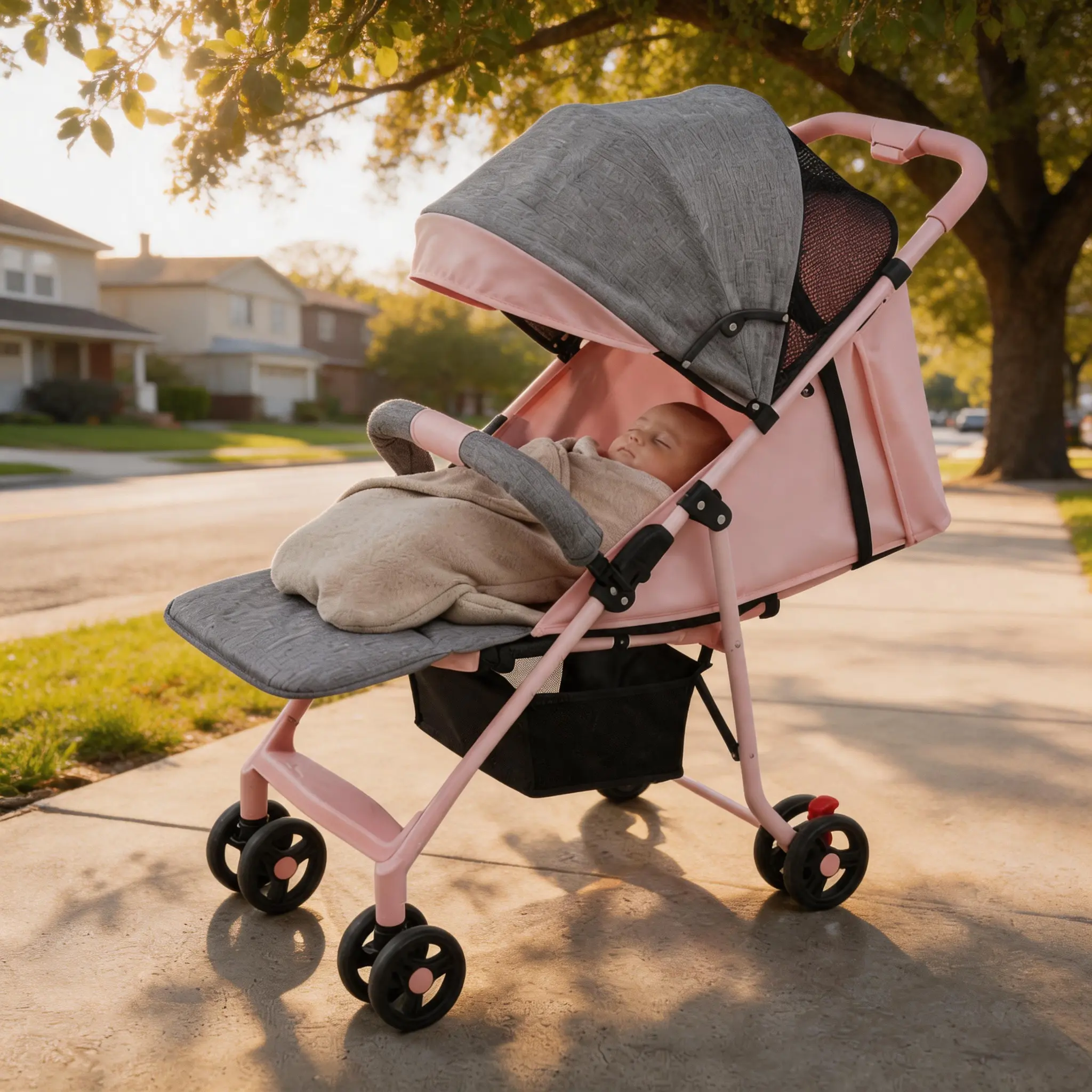 Baby Travel Stroller - Compact Folding Stroller with Sunshade, Storage Basket, Multiple Tilt Positions, 1-Hand Easy Folding (Baby & Maternity Travel Gear)