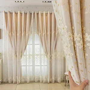 Double Layer Lace Blackout, Noise Reducing Thermal Insulation Fabric Drapes for Kids Room Bedroom Living Room Study Window Decor, Home Decoration Curtain, Thermal Insulated Curtain