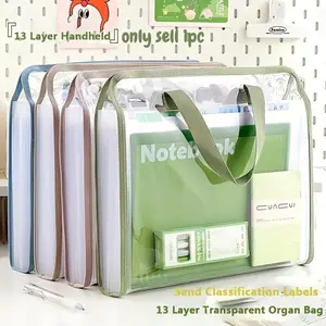 1PC Student file bag accordion bag folder large capacity test paper storage bag Zipper Bag