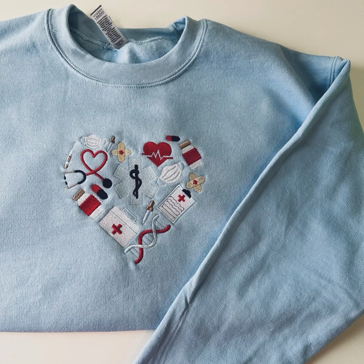 Nurse Embroidered Sweatshirt Medical Field Apparel Embroidery Womenswear Comfortable Sweaters Tops blue sweatshirt rn shirt sweater embroidery cute fall nurse appreciation nurse week nurse  sweatshirt sweatshirts nurse gift sweatshirts  women tiktok shop