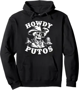 Funny Howdy Putos Spanish Slang Western Cowboy Skull Vintage Pullover Hoodie - Taliyaannhun Shop 20B0F4GFHPS9
