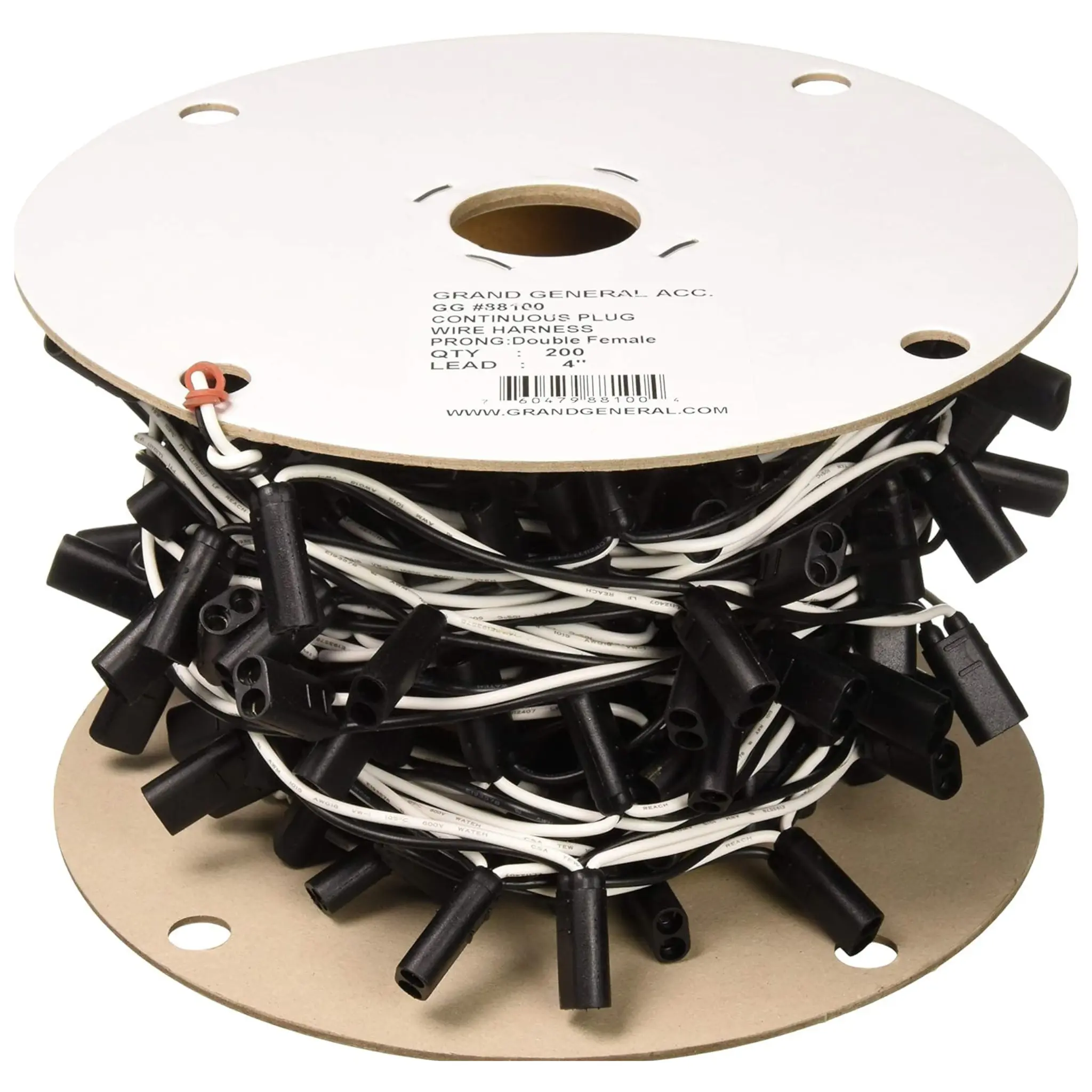 Grand General Continuous Plug Wire Harness with Double Female Prong - Durable Molded Plugs, Marker Connector, Sequential Light Wiring for Trailers (Multiple Lead Lengths, Sold Individually)
