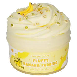 Amma Slimes • Fluffy Banana Pudding Scented Snow Butter Slime  • Perfect for Beginners