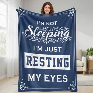 Sleepy Time Flannel Blanket  Resting My Eyes Text Print  Ultra Soft  Cozy  Lightweight  Perfect for Sofa  Couch  Bed  Living Room  Bedroom  Man Cave  Gift for Him  Birthday Present. summerwins