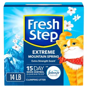 Extreme Clumping Litter With Febreze Freshness, Mountain Spring Scent Clumping Cat Litter With Guaranteed Odor Control, 14 lb. Box