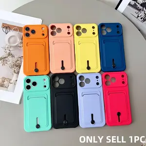 Portable card holder slot smartphone case suitable for iPhone 17 Pro Max, 16 Pro, 15 Plus, 14, 13, 12, 11, Air - a shockproof protective case with an integrated card holder that can hold cards Casing