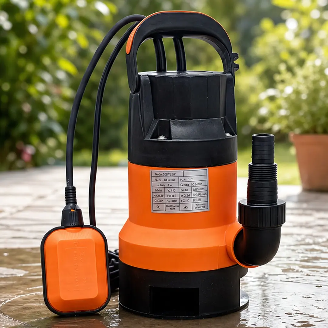 0.5HP Submersible Dirty Water Utility Pump with Auto Float Switch, 83L/min Max Flow, 4m Lift, Iron+Plastic, Black+Orange, for Basement, Cellar, Garden Pond, Swimming Pool Drainage, Flood Water Removal, Outdoor DIY Use, Black+Orange Color Options