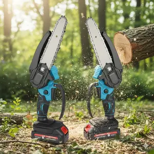 Mini Cordless Chainsaw for Garden Care - 4-Inch & 6-Inch Options, Lightweight Electric Pruning Shears, Ergonomic Handle, Safety Lock, Ideal for Tree Trimming, Branch Cutting, and Shrub Shaping