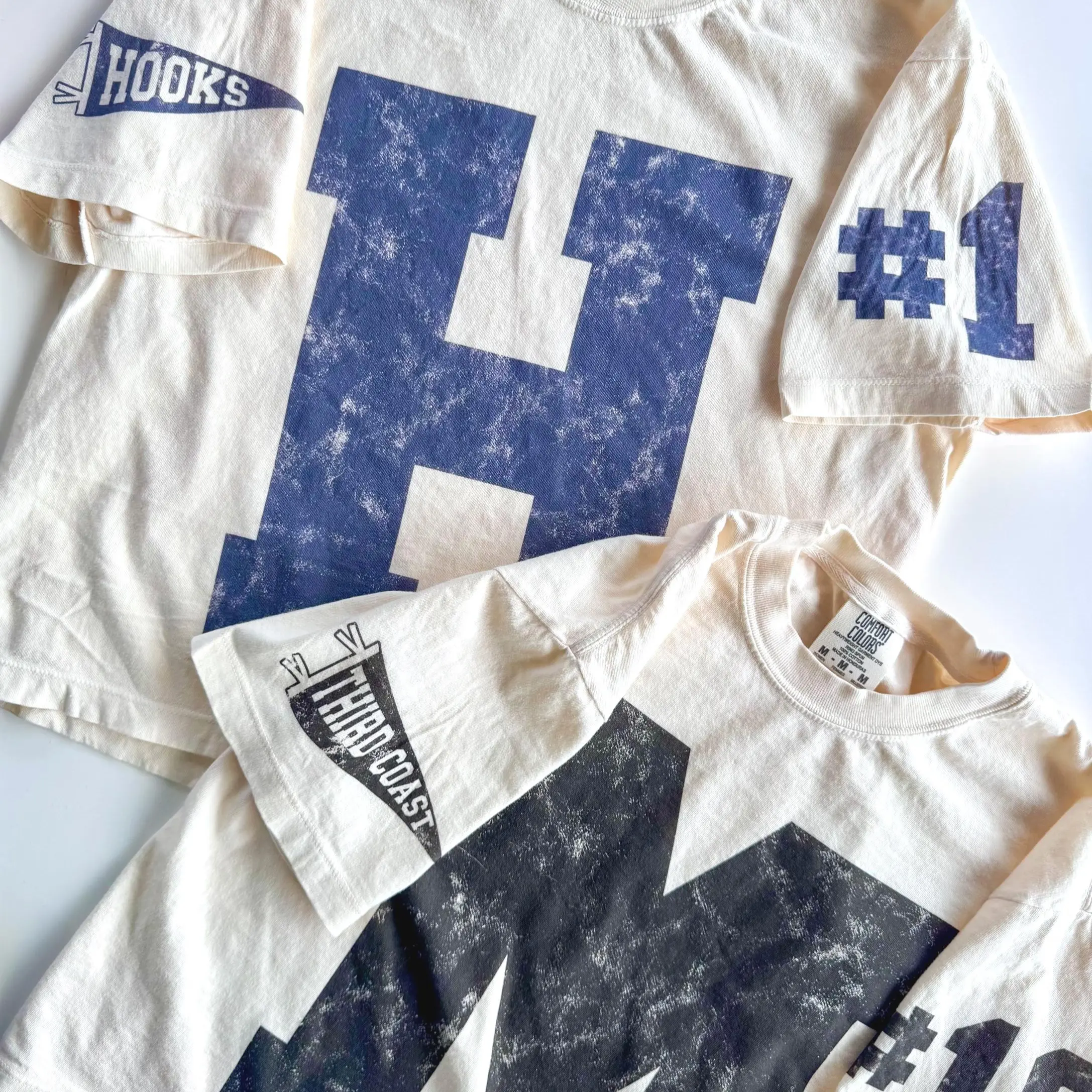 (Custom in Description) Custom Spirit Shirt, Personalized Team Tee, Custom Initial Shirt with Number & Sleeve Print, Game Day Shirt, DTG Printed Comfort Colors Tee
