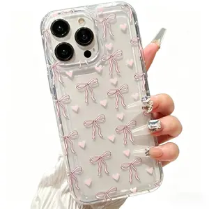 Pink Bow Soft TPU Protective Cellphone Cover - iPhone Case for 17,16,15,14,13,12,11,X,XR,XS,XS Max,Pro Max,Plus Series - Mobile Phone Accessories, Easter, Christmas Gift Ideas
