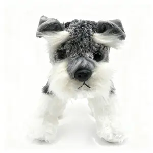 7.28in  Simulation Schnauzer cute small Schnauzer dog plush toy pillow Containing load-bearing particles can stand and sit Desktop indoor car ornaments Birthday and Children's Day  gift Stuffed animal Toys