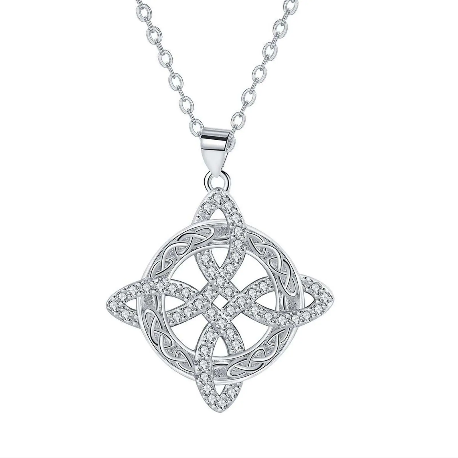 Women's Celtic Knot Protection Necklace, Silver-Tone Elegant Accessory, Adjustable Heritage Jewelry for Daily Wear, Mystical Necklace, Daily Wear Jewelry