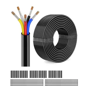 14 Gauge Wire 5 Conductor Electrical Wire, 14 AWG Stranded PVC Cord, 12V Low /Tinned Copper/Flexible  for Automotive Wiring, Lamp Cord, Marine  (50FT)