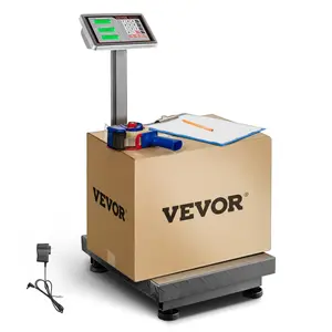 VEVOR Computing Digital Platform Scale, 660 lbs Load, 0.1 lbs Accuracy Computing Floor Scale with LB/KG, Tare, Price Calculator, Stainless Steel High-Definition Display for Boxes, Luggages, FCC Listed