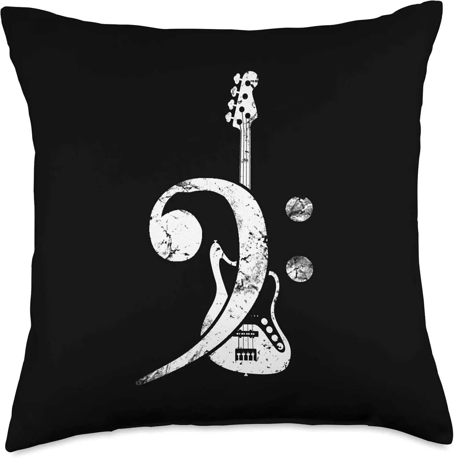 Bass Clef Bass Guitar Throw Pillow