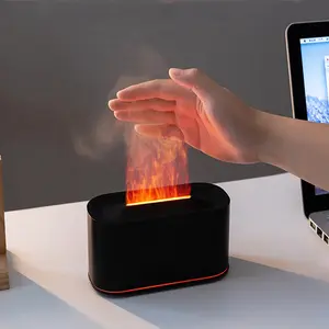 USB Rechargeable Flame Effect Night Light with USB Powered Humidifier, Realistic Fire Design for Home Office Bedroom Decor, Portable Travel Lamp