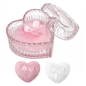 Mothers Day Gift Body Powder Puff and Container Powder Container with Puff Crystal Case Soft Washable Reusable Velour Face Body Wet Dry Makeup