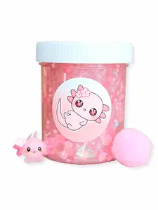 Pinky the Axolotl Handmade Clear Slime – Thick Pink Pigment, Unscented Slime with Themed Charm Pack, Sensory Play for Ages 8+ – Hoshimi Slimes