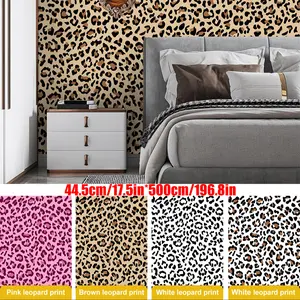 Leopard Print Self-Adhesive Wallpaper, Thick Waterproof DIY, Multiple Colors, 17.5in X 197in, Unique Fashion Leopard Contact Paper, Decorative Wallpaper