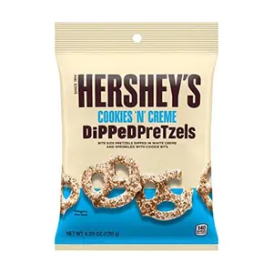 Hershey's Cookies 'n' Cream Dipped Pretzels, 5 Oz Caffeine-Free Cookie Snack, Bag