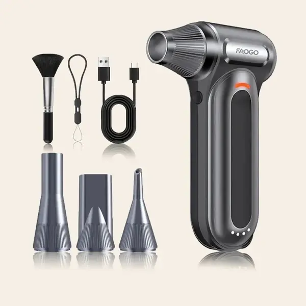Cordless Handheld Electric Air Duster, Rechargeable Portable Dust Remover with Multi-Nozzles, Cleaning Brush for Keyboard, Car Interior, Household Debris Cleaning