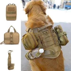 3 Pcs Dog Tactical Bags Molle Pouches for Dog Vest Harness Multi-Purpose Military Nylon Waist Pack Utility Bag Detachable Patches Pouches
